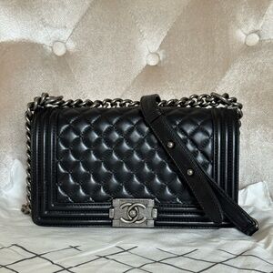 Chanel Boy Black Quilted Crossbody Bag Medium